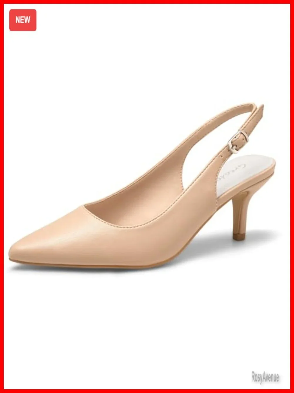 Women's Kitten Heels Pointed Toe Slingback Dress Pumps Shoes with Cushioned